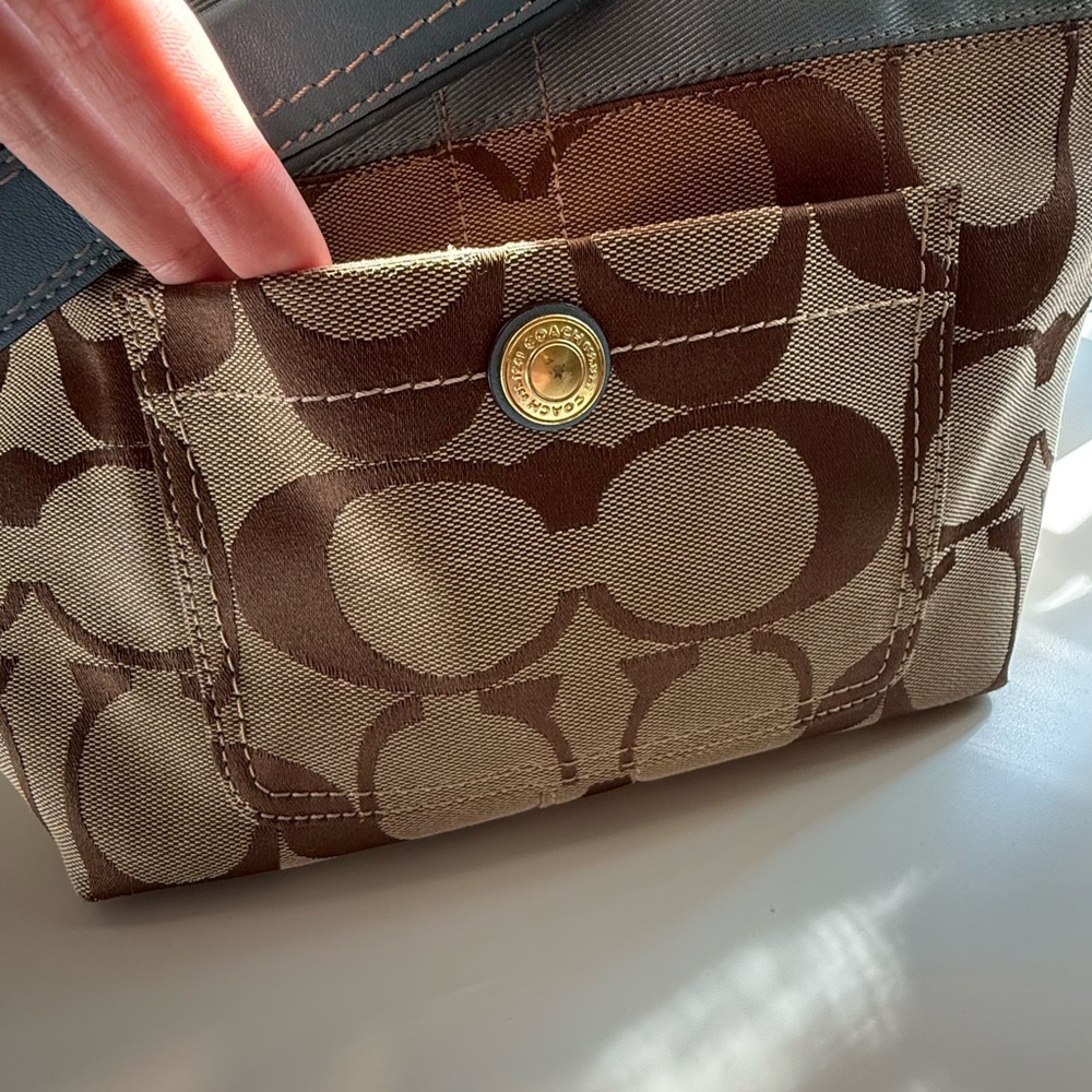 Coach Brown and Blue Monogram Shoulder Bag with Dust Bag and Coach Cleaner! - Picture 10 of 10